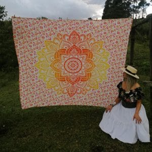 Manta Tapiz Mandala Flor de Loto Cálida