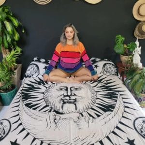 Manta Tapiz Mandala Sol & Luna B&N