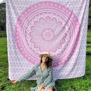 Manta Tapiz Mandala Chic Flor de Loto Rosa